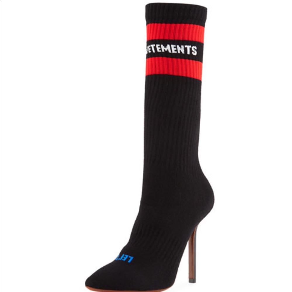 Vetements Black Red Sock Ankle Boots